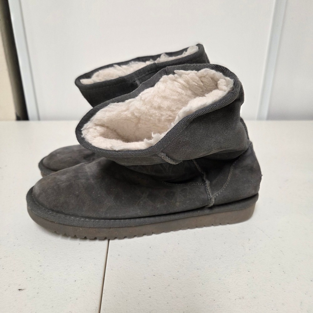 Koolaburra by UGG Victoria Short Grey Suede Faux Fur Boots 1017059 Womens 6